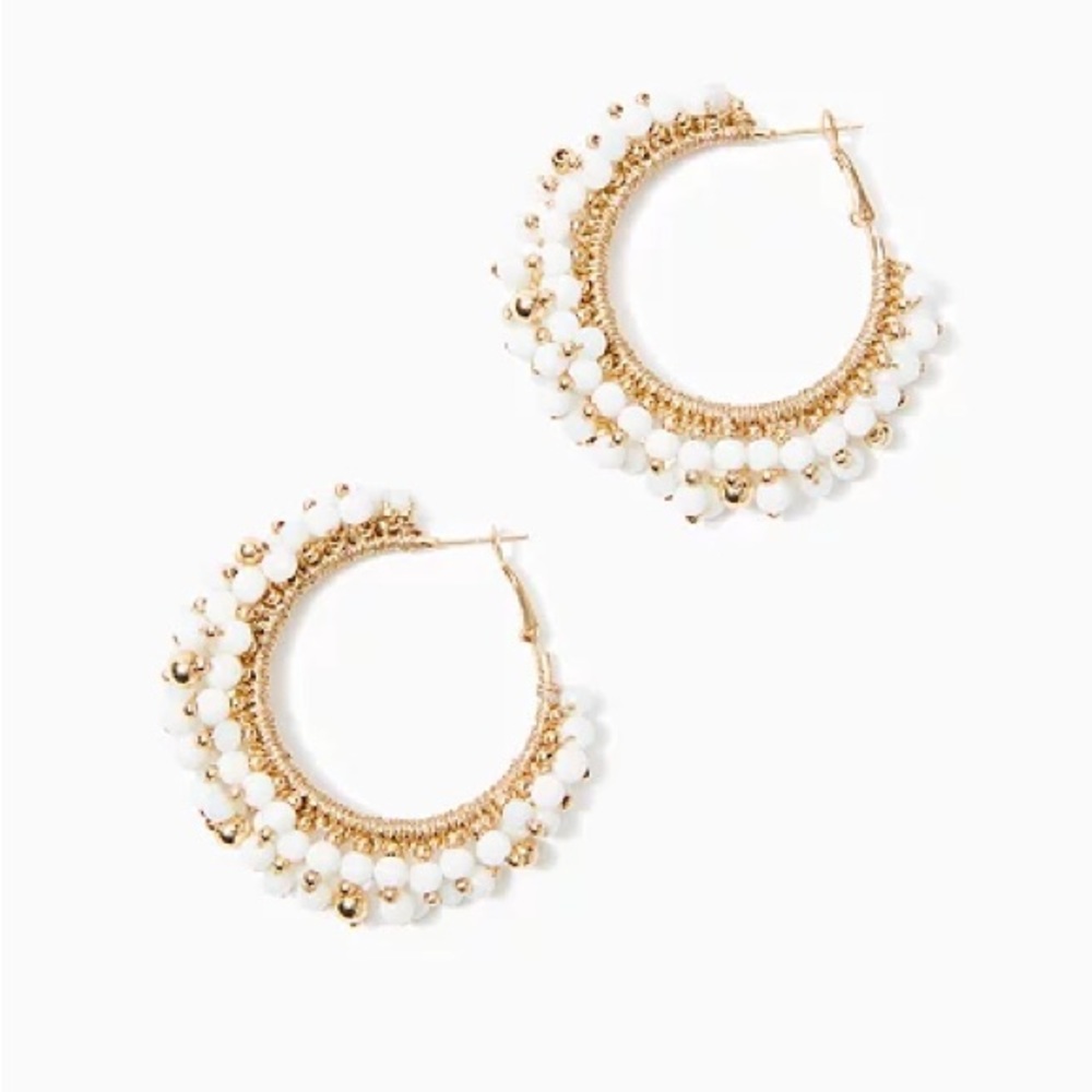 NWT Lilly Pulitzer beaded gold hoop earrings
